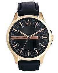 Armani Exchange Black Leather Strap Watch Ax2129