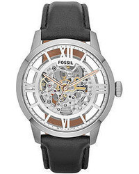 Fossil Automatic Townsman Black Leather Strap Watch 44mm Me3041