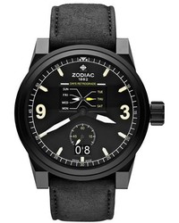 Zodiac Aviator Leather Strap Watch 48mm
