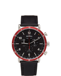 Shinola Black And Red The Canfield Sport 45mm Watch