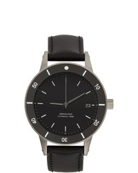 Instrmnt Black And Silver Leather Dive Watch