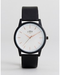 Limit Black Faux Leather Watch With Wave Dial To Asos
