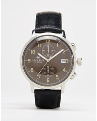 Accurist Black Leather Chronograph Watch With White Dial