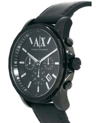 Armani Exchange Black Leather Strap Chronograph Watch Ax2098