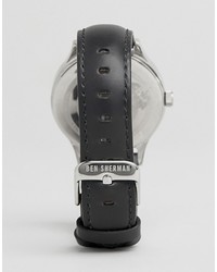 Ben Sherman Black Leather Watch With Rose Gold Detail
