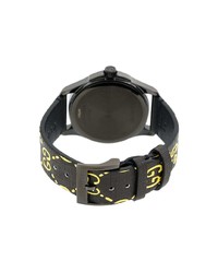 Gucci Black Yellow Ghost G Timeless Watch