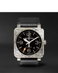 Bell & Ross Br 03 93 Gmt 42mm Steel And Leather Watch