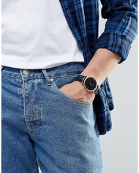Asos Brand Watch With Leather Strap In Black
