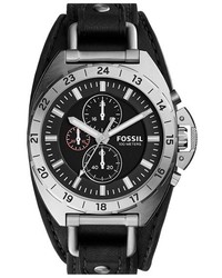 Fossil Breaker Chronograph Leather Cuff Watch 45mm