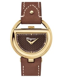 Salvatore Ferragamo Buckle Leather Strap Watch 37mm