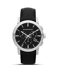 Burberry Black Leather Strap Watch 42mm