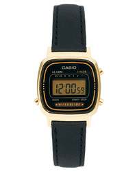 Casio Black Leather Strap Digital Watch