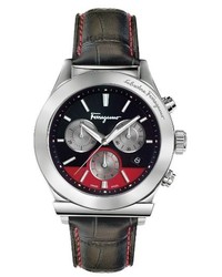 Salvatore Ferragamo Chronograph Leather Strap Watch 42mm