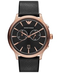 Emporio Armani Chronograph Leather Strap Watch 43mm