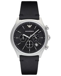 Emporio Armani Chronograph Leather Strap Watch 43mm