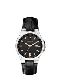 Claiborne Black Leather Strap Watch