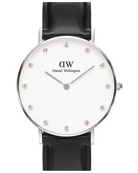Daniel Wellington Classy Sheffield Crystal Index Leather Strap Watch 34mm