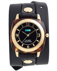 La Mer Collections Leather Strap Wrap Watch 38mm