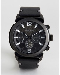 Police Concept Black Leather Watch