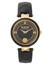 Versus Versace Covent Garden Crystal Accent Leather Watch