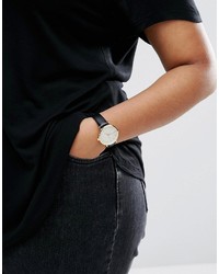 Asos Curve Curve Premium Black Leather Watch