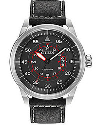 Citizen Eco Drive Black Leather Watch Aw1361 01e