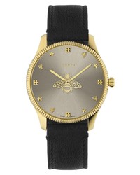 Gucci G Timeless Bee Leather Watch