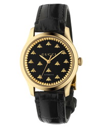 Gucci G Timeless Black Dial Leather Watch