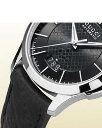 Gucci G Timeless Medium Stainless Steel And Leather Watch