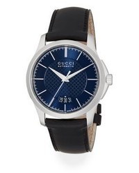 Gucci G Timeless Stainless Steel Leather Band Watch