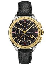 Versace Glaze Chronograph Leather Strap Watch