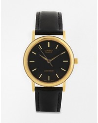 CASIO Gold Detail Black Leather Strap Watch Mtp1095q 1a