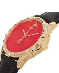 Gucci Gold Pvd Coated And Leather Watch