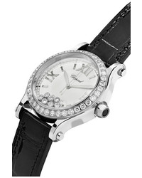Chopard Happy Sport 36mm Stainless Alligator And Diamond Watch