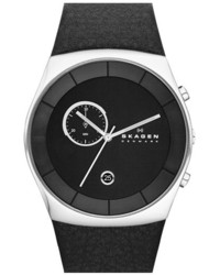 Skagen Havene Chronograph Leather Strap Watch 42mm