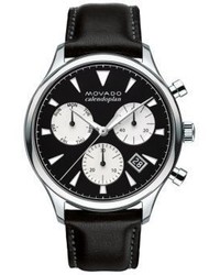 Movado Heritage Stainless Steel Leather Strap Watch