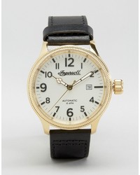 Ingersoll Apsley Automatic Leather Watch In Black
