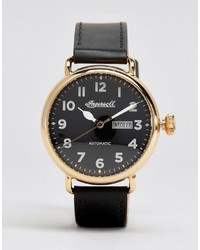 Ingersoll Trenton Quartz Chronograph Leather Watch In Black