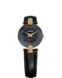 Jowissa Facet Strass Black Leather Watch