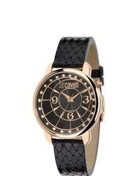 Just Cavalli Trendy Black Leather Watch