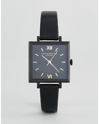 Olivia Burton Large Square Black Leather Watch