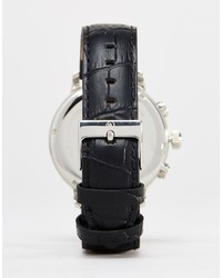 Accurist Leather Chronograph Watch In Black