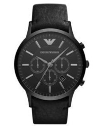 Emporio Armani Leather Chronograph Watch