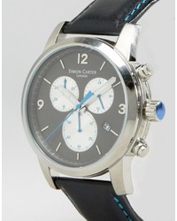 Simon Carter Leather Chronograph Watch With Gray Dial
