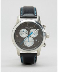 Simon Carter Leather Chronograph Watch With Gray Dial