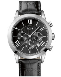 BOSS Leather Strap Round Chronograph Watch 43mm
