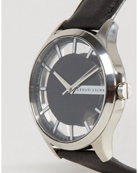 Armani Exchange Leather Watch In Black Ax2186
