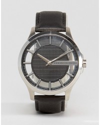 Armani Exchange Leather Watch In Black Ax2186