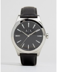 Armani Exchange Leather Watch In Black Ax2323