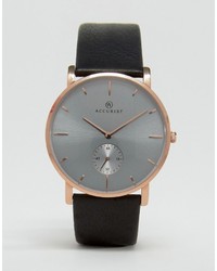 Accurist Leather Watch In Black